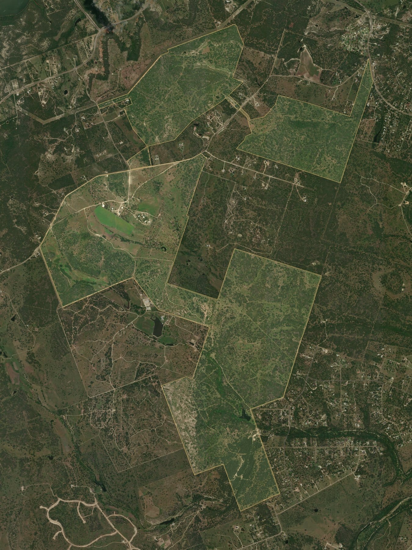 Satellite view of the Monteith Ranch property boundaries